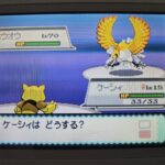 ポケットモンスター ソウルシルバーでの、色違いのホウオウとの野生の戦闘画面